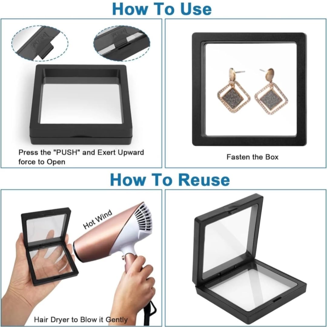 FHF Floating Display Frame | Coin Display Case| Dustproof PE Film Transparent Jewelry Storage Box