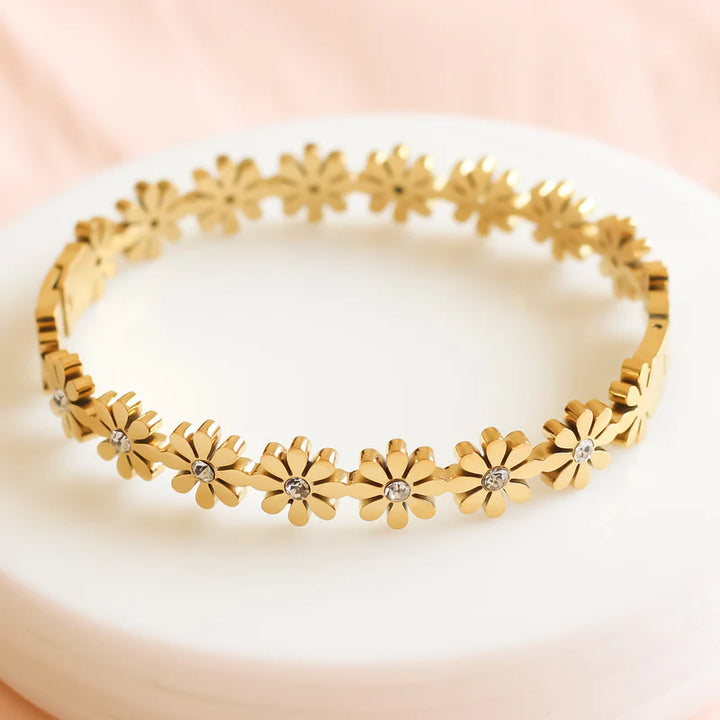 Floral Studded Bangle Bracelet