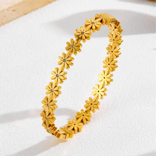 Floral Studded Bangle Bracelet
