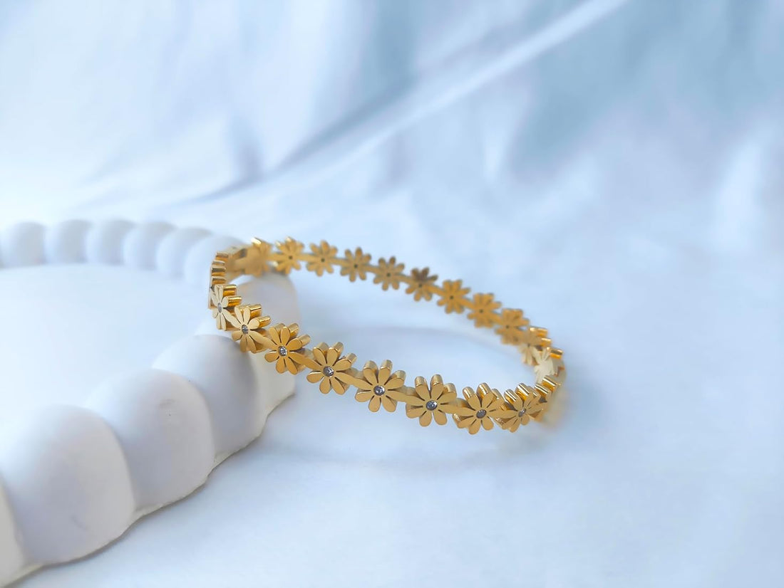 Floral Studded Bangle Bracelet
