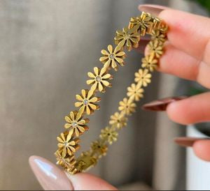 Floral Studded Bangle Bracelet
