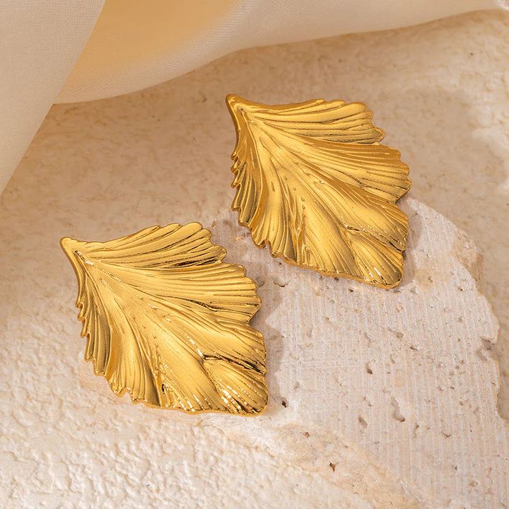 Leaf Stud Earrings – Gold Plated