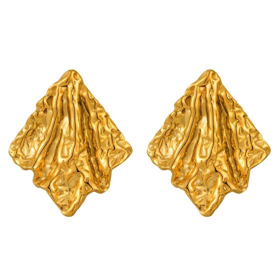 Textured Statement Earrings – Golden