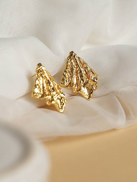 Textured Statement Earrings – Golden