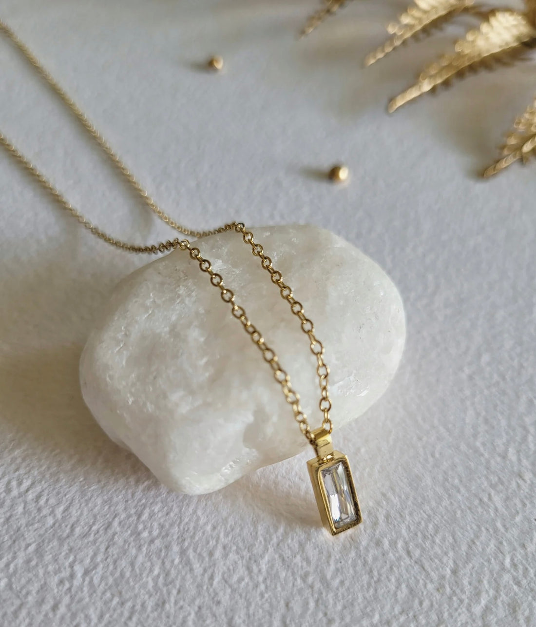 Rectangular Zircon Pendant Necklace