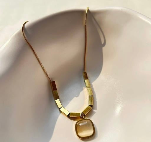 Gold Chain Necklace with Tube Beads
