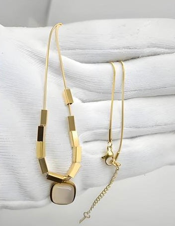 Gold Chain Necklace with Tube Beads