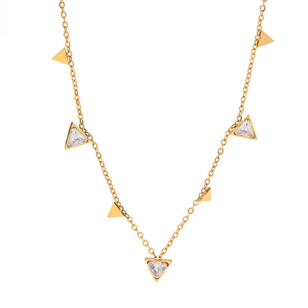 White Zircon Pendant Necklace – 18K Gold Plated