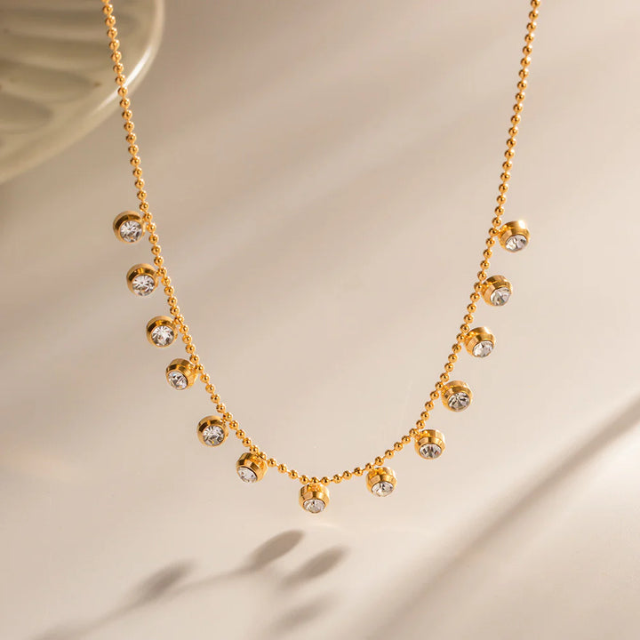 Gold plated chain with cz drop charms