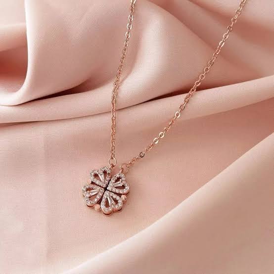 2- Way Multi Wearing Magnetic Heart Clover Necklace