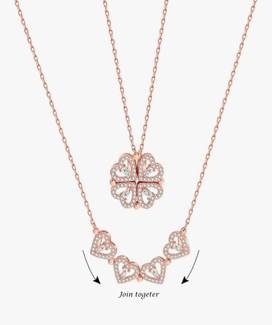 2- Way Multi Wearing Magnetic Heart Clover Necklace