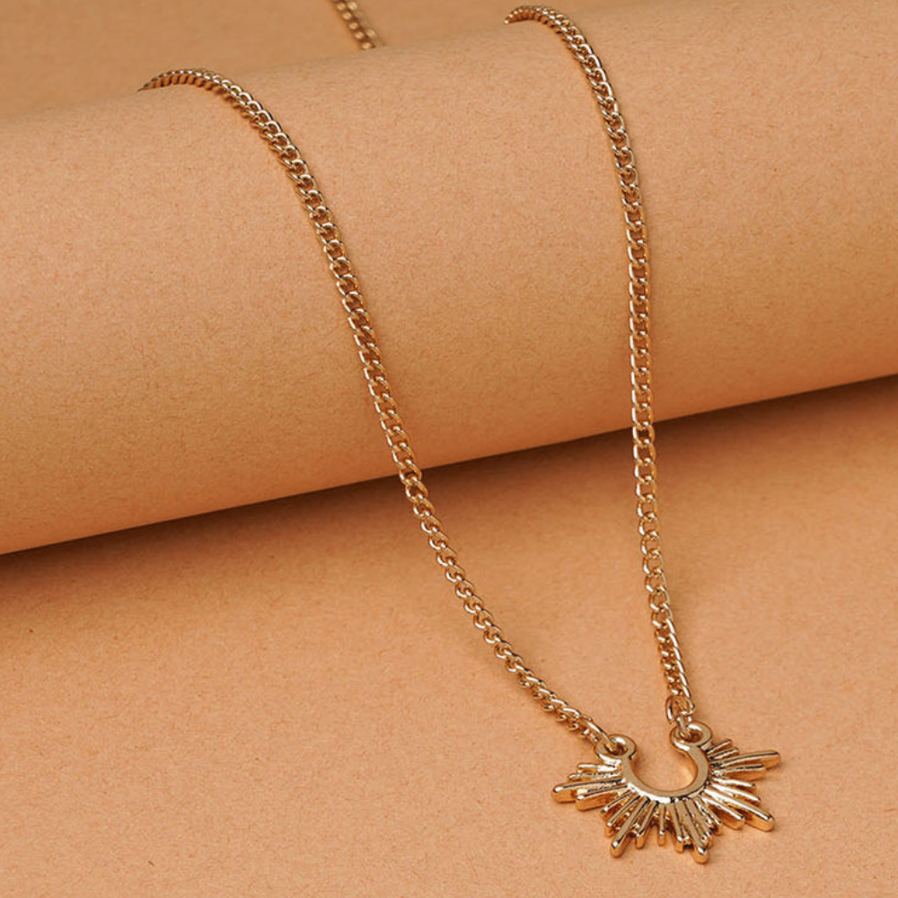 Sun Pendant Necklace – Gold Plated