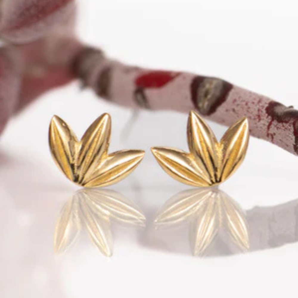 Flower Stud Earrings – Gold Plated